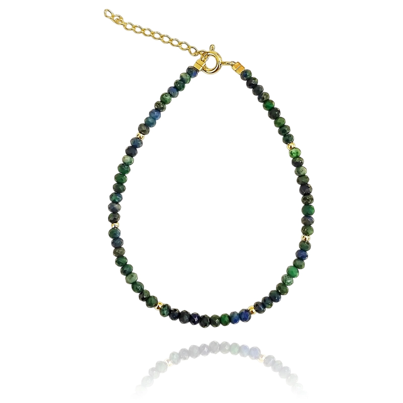 PULSERA AZURITA FACETADA 3MM ENCHAPADO ORO 18K - 2