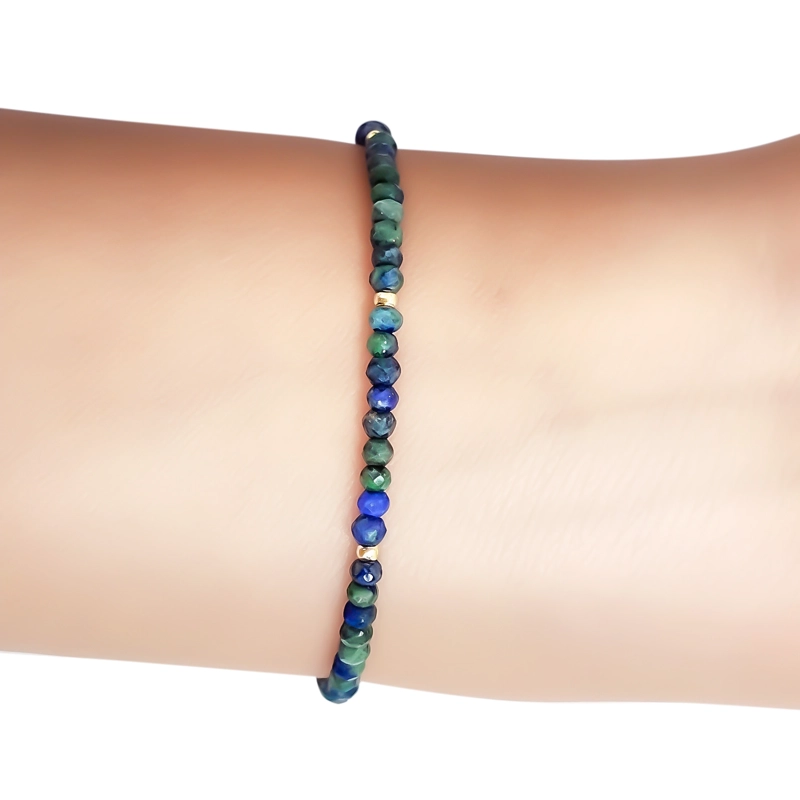 PULSERA AZURITA FACETADA 3MM ENCHAPADO ORO 18K - 3
