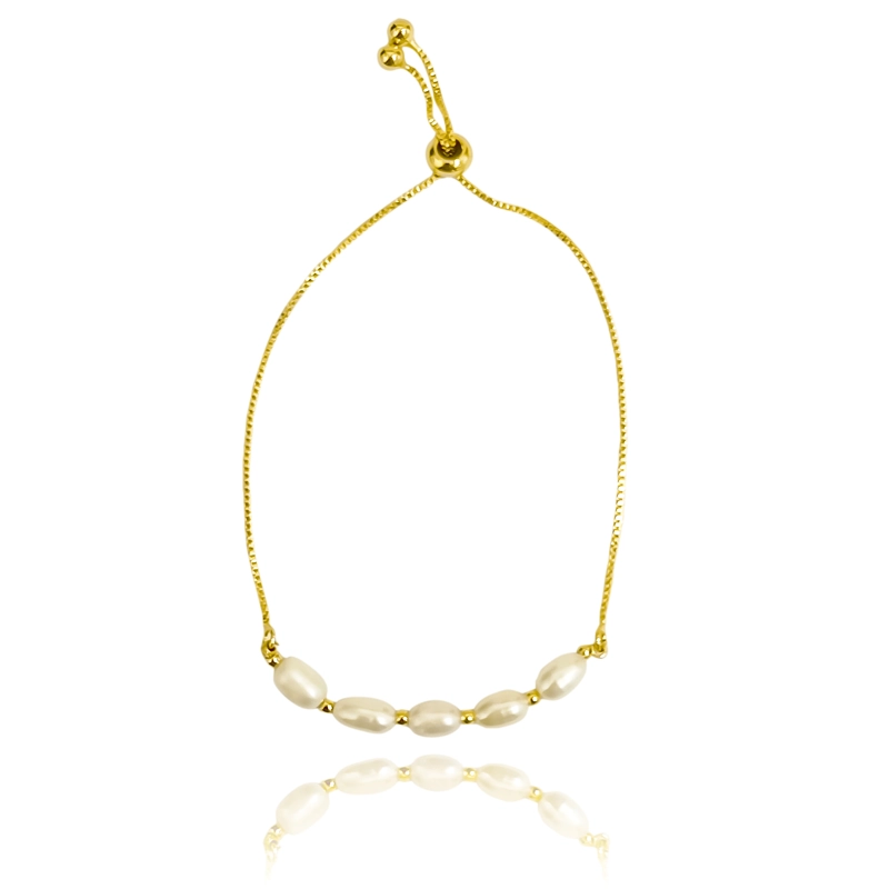 PULSERA PERLA DE RIO VENECIANA ENCHAPADO ORO 18K ADAPTABLE - 1