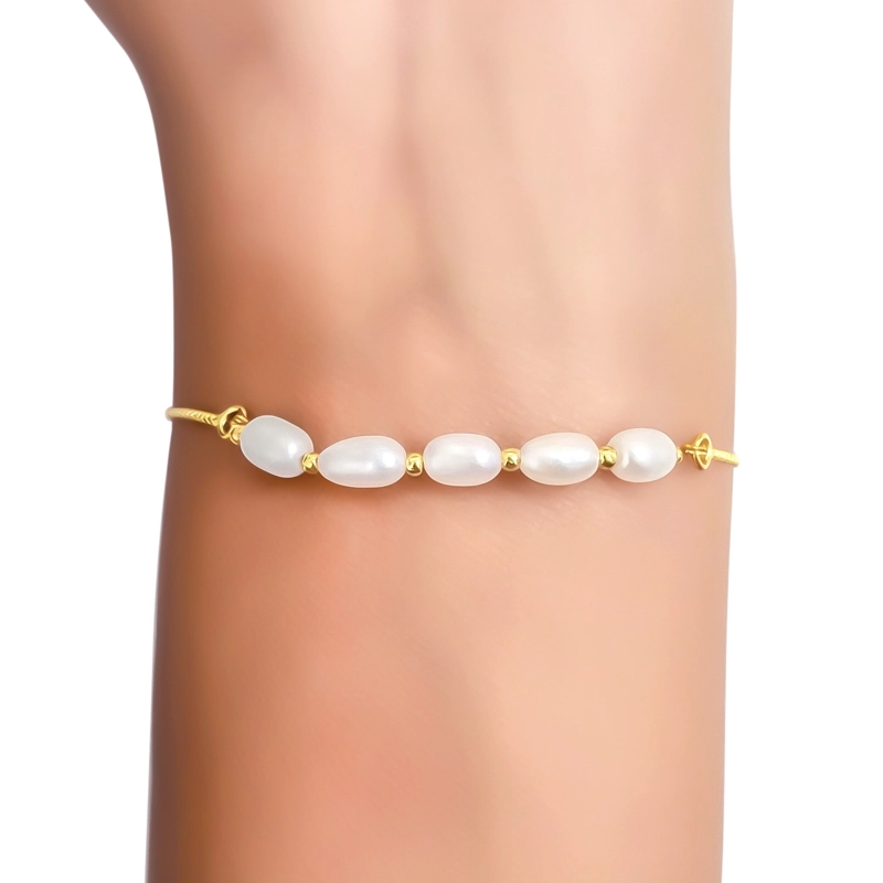 PULSERA PERLA DE RIO VENECIANA ENCHAPADO ORO 18K ADAPTABLE - 3