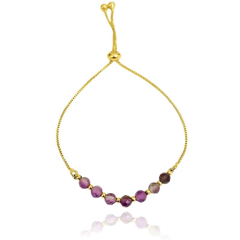 PULSERA AMATISTA FACETADA 4MM VENECIANA ENCHAPADO ORO 18K ADAPTABLE - 1