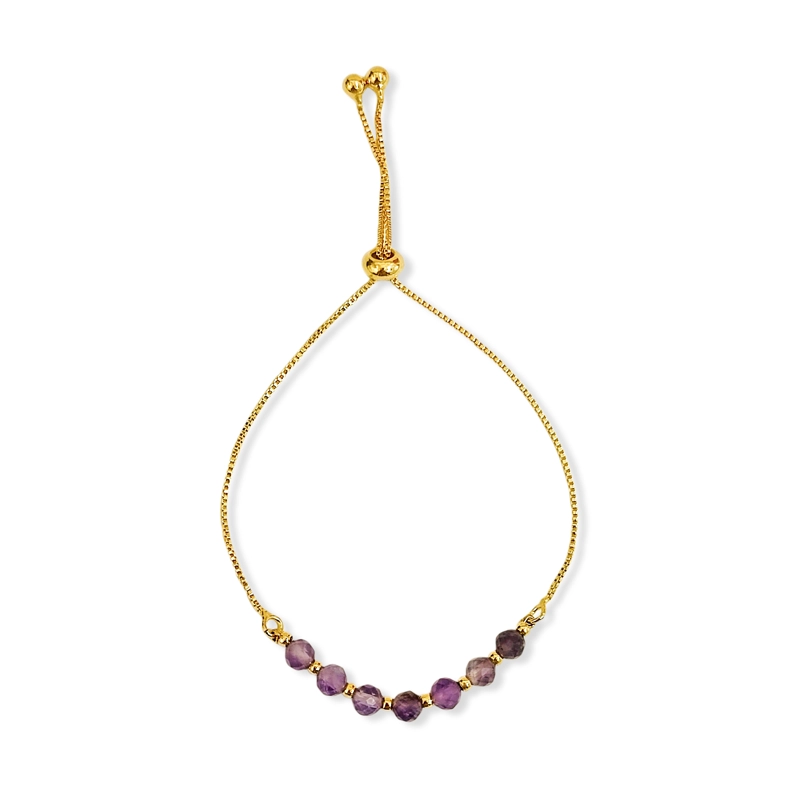 PULSERA AMATISTA FACETADA 4MM VENECIANA ENCHAPADO ORO 18K ADAPTABLE - 2