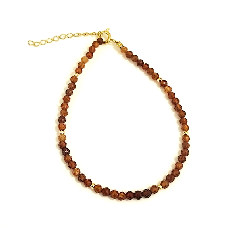 PULSERA CORNALINA FACETADA 3MM ENCHAPADO ORO 18K - 1