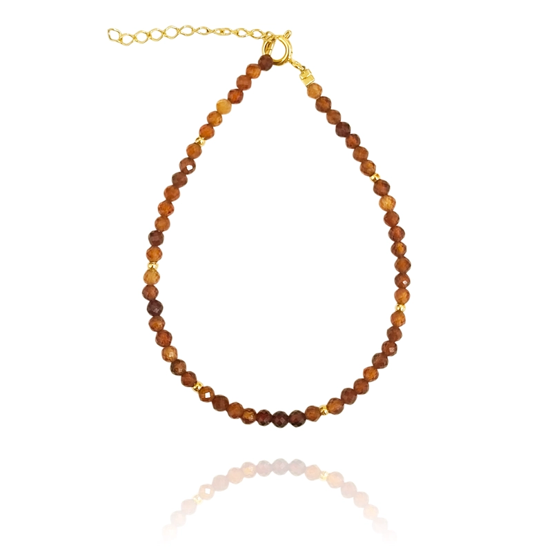 PULSERA CORNALINA FACETADA 3MM ENCHAPADO ORO 18K - 2