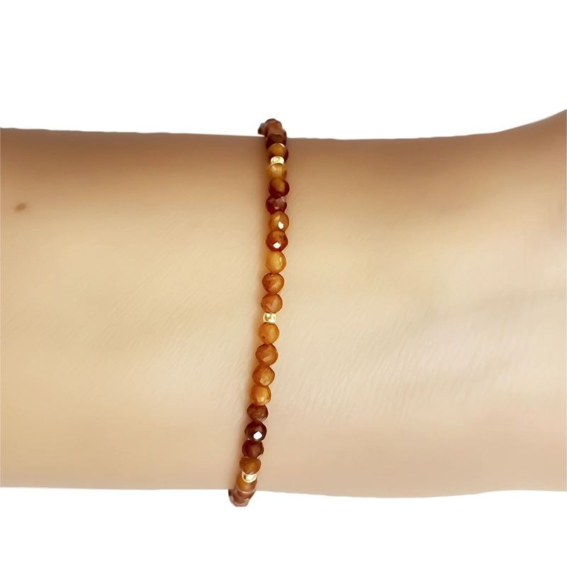 PULSERA CORNALINA FACETADA 3MM ENCHAPADO ORO 18K - 3