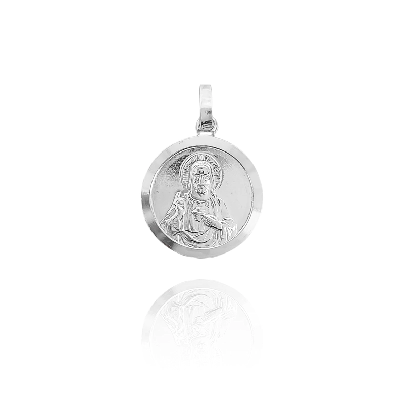 COLGANTE MEDALLA SAGRADO CORAZON 16MM PLATA FINA 925 - 1