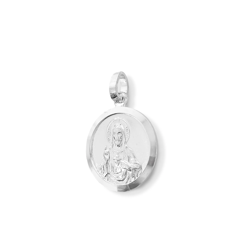 COLGANTE MEDALLA SAGRADO CORAZON 16MM PLATA FINA 925 - 2