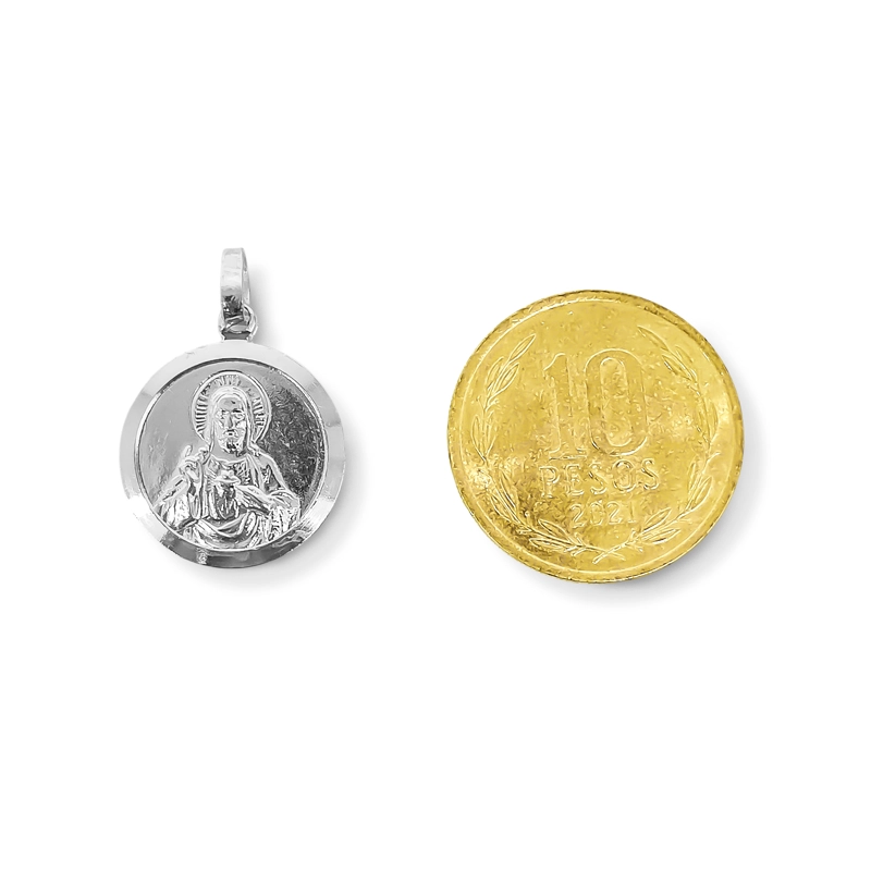 COLGANTE MEDALLA SAGRADO CORAZON 16MM PLATA FINA 925 - 3