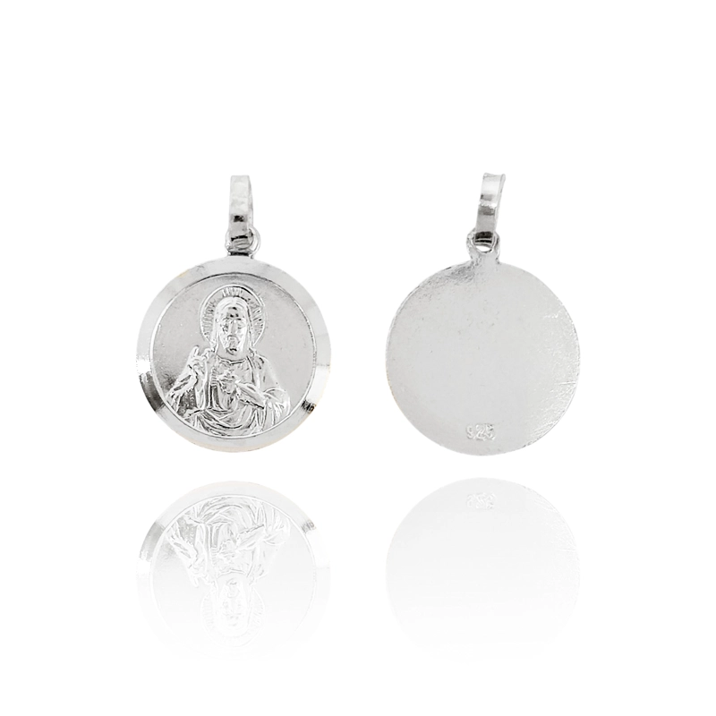 COLGANTE MEDALLA SAGRADO CORAZON 16MM PLATA FINA 925 - 5