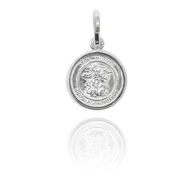 COLGANTE MEDALLA SAN MIGUEL ARCANGEL 12MM PLATA FINA 925 - 1