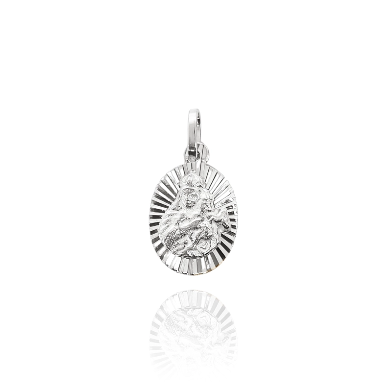 COLGANTE MEDALLA VIRGEN DEL CARMEN 11MM RAYOS PLATA FINA 925 - 1