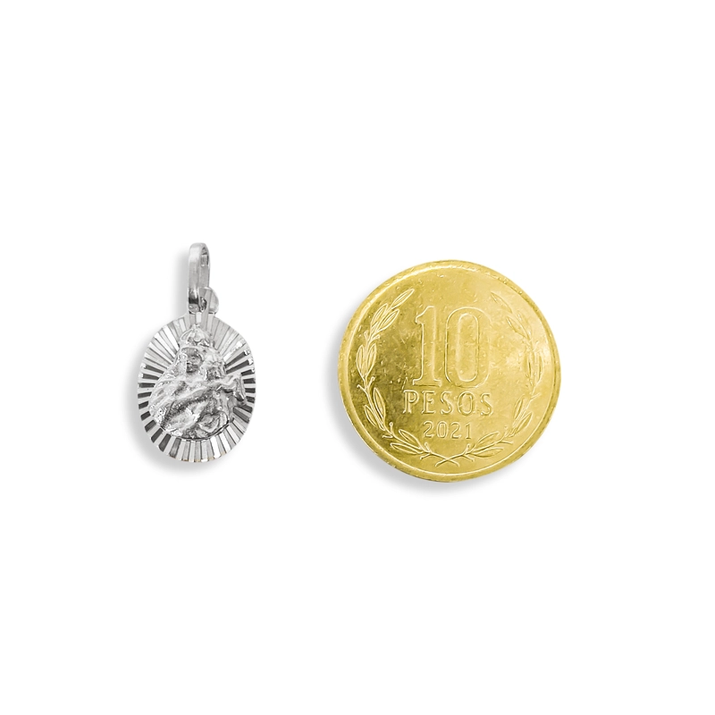 COLGANTE MEDALLA VIRGEN DEL CARMEN 11MM RAYOS PLATA FINA 925 - 3