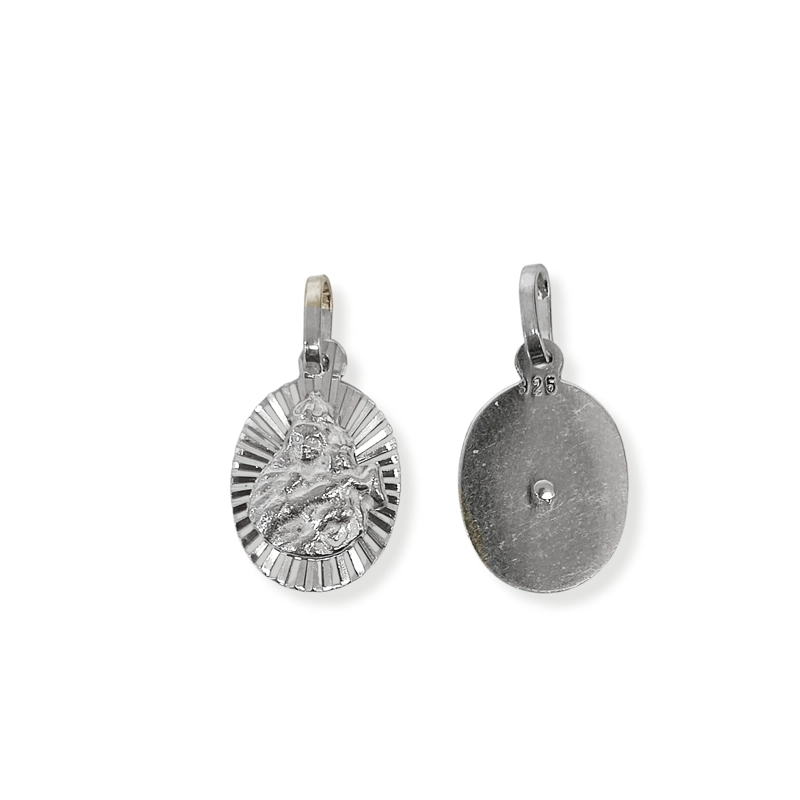 COLGANTE MEDALLA VIRGEN DEL CARMEN 11MM RAYOS PLATA FINA 925 - 4