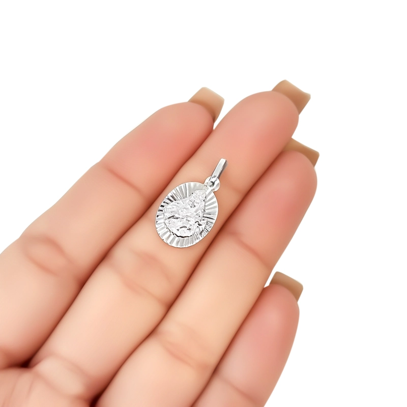 COLGANTE MEDALLA VIRGEN DEL CARMEN 11MM RAYOS PLATA FINA 925 - 5