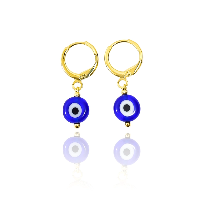 AROS ARGOLLA OJO TURCO 8MM ENCHAPADO ORO 18K - 1