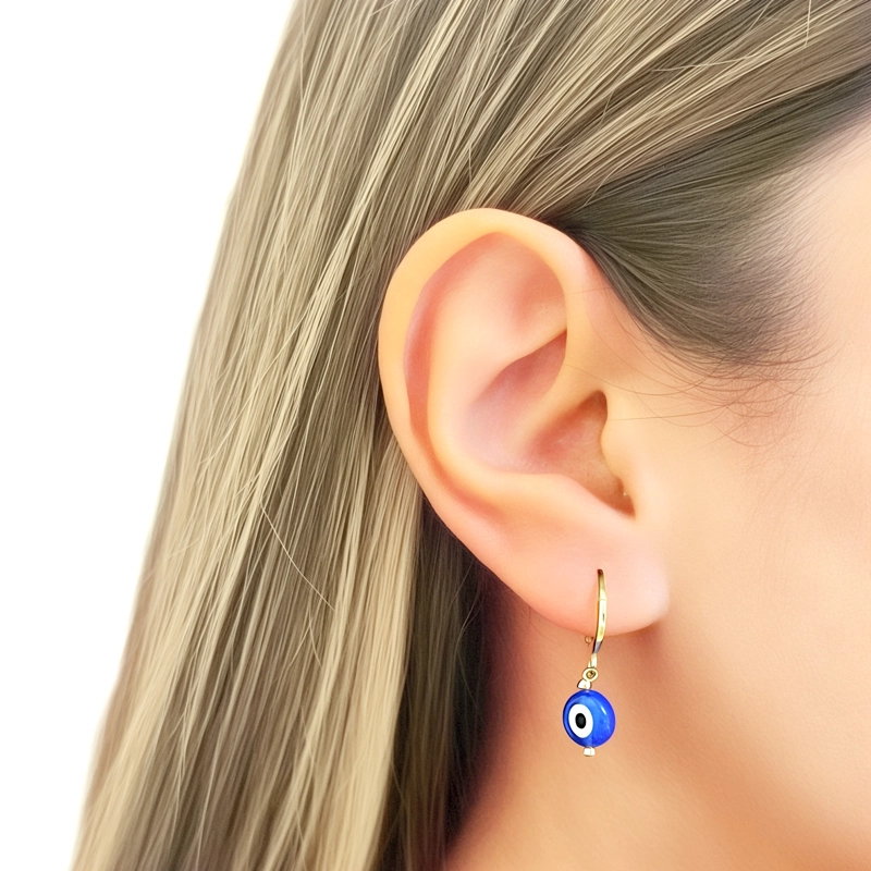AROS ARGOLLA OJO TURCO 8MM ENCHAPADO ORO 18K - 3