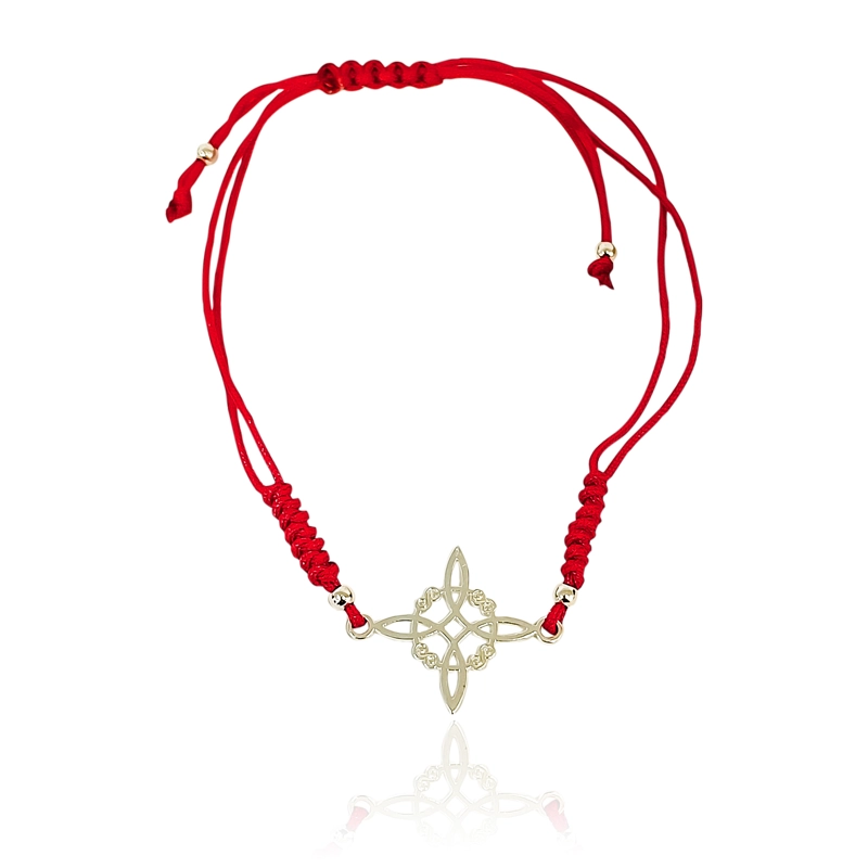 PULSERA NUDO DE BRUJA PLATA FINA 925 CORDON ROJO NUDO SERPIENTE AJUSTABLE - 1
