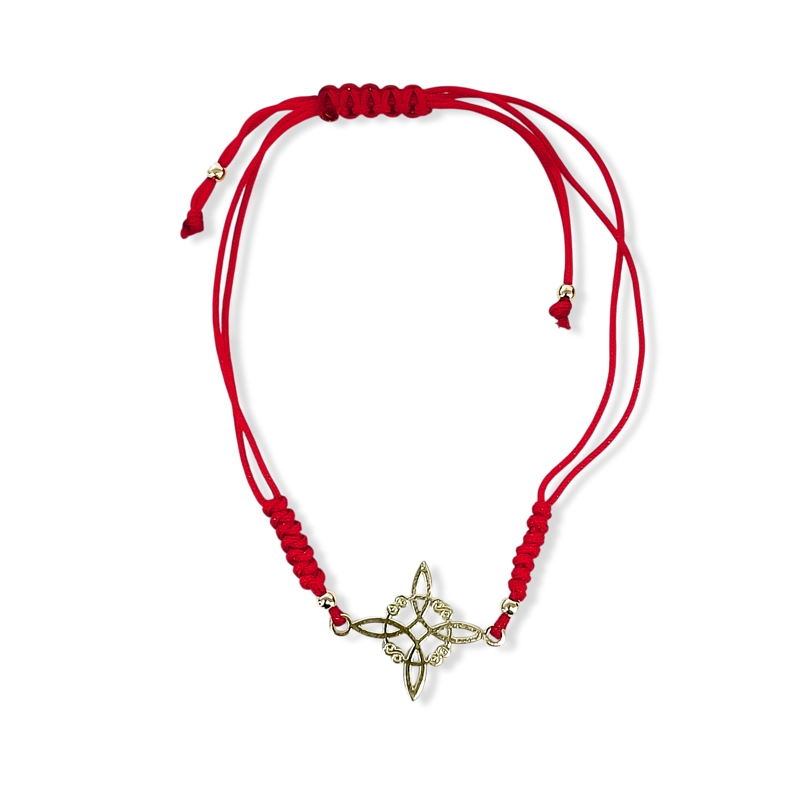 PULSERA NUDO DE BRUJA PLATA FINA 925 CORDON ROJO NUDO SERPIENTE AJUSTABLE - 2