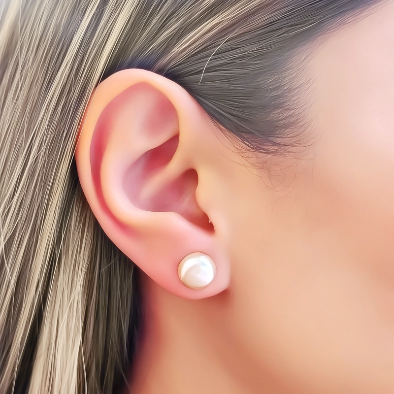 AROS PERLA DE RIO ROSADA 10MM PLATA FINA 925 - 3