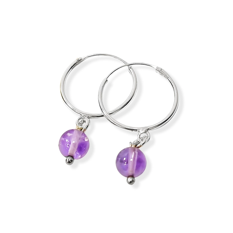AROS ARGOLLA AMATISTA 6MM PLATA FINA 925 - 1