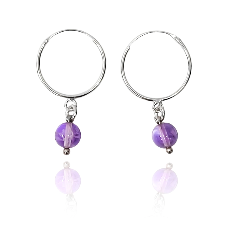AROS ARGOLLA AMATISTA 6MM PLATA FINA 925 - 2