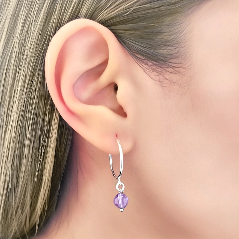 AROS ARGOLLA AMATISTA 6MM PLATA FINA 925 - 3