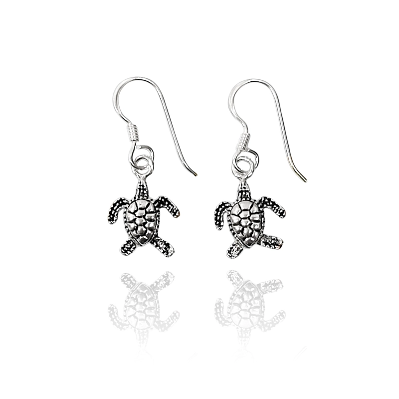 AROS TORTUGA MARINA GANCHO PLATA FINA 925 - 1
