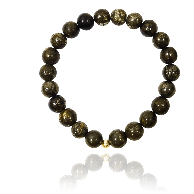 PULSERA PIRITA 8MM BOLITA ENCHAPADA ORO 18K ELASTICADA - 1