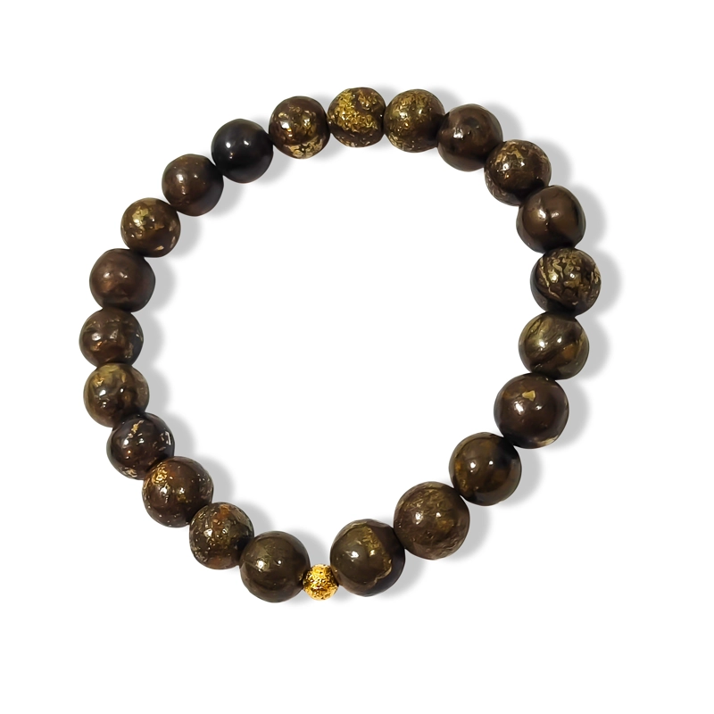 PULSERA PIRITA 8MM BOLITA ENCHAPADA ORO 18K ELASTICADA - 2