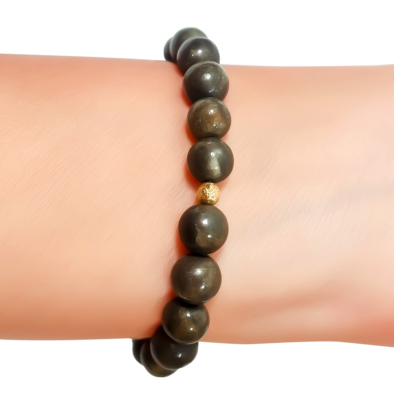 PULSERA PIRITA 8MM BOLITA ENCHAPADA ORO 18K ELASTICADA - 3