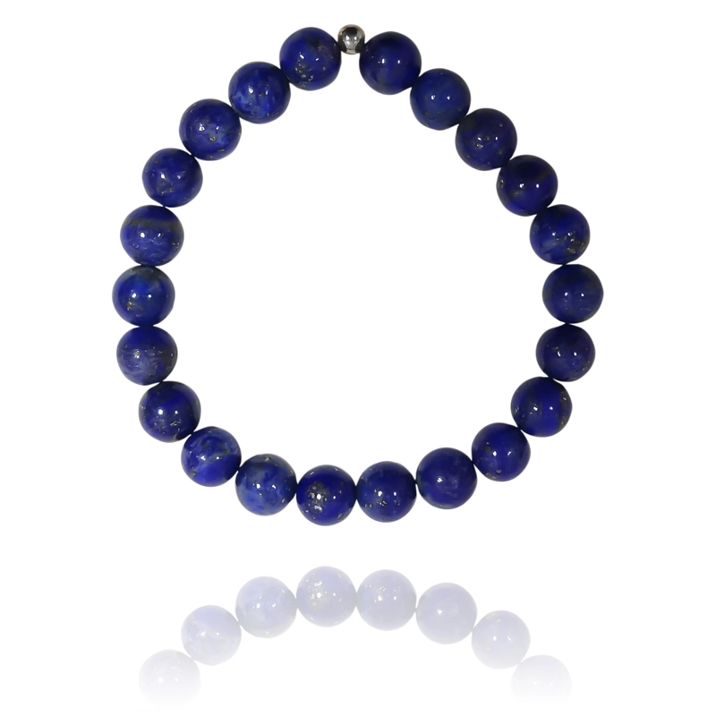 PULSERA LAPISLAZULI 8MM BOLA ELASTICADA - 1