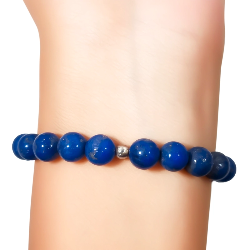 PULSERA LAPISLAZULI 8MM BOLA ELASTICADA - 3