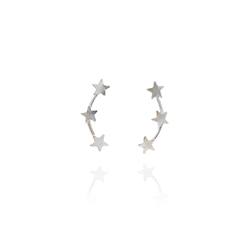 AROS TREPADORES 3 ESTRELLAS PLATA FINA 925 - 2