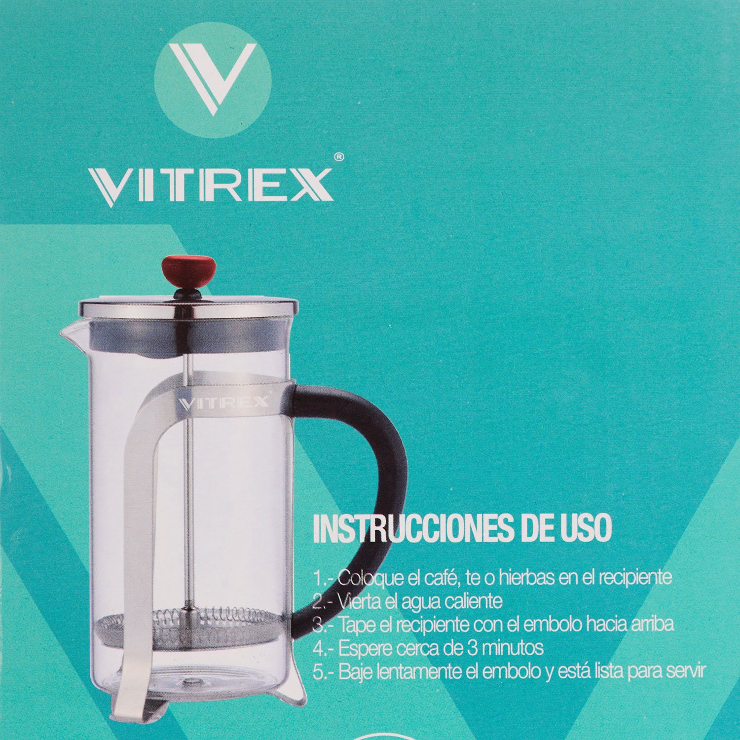 EN COLOR CAFETERA FRANCESA EMBOLO VITREX CHENNAI 600 ML - 3