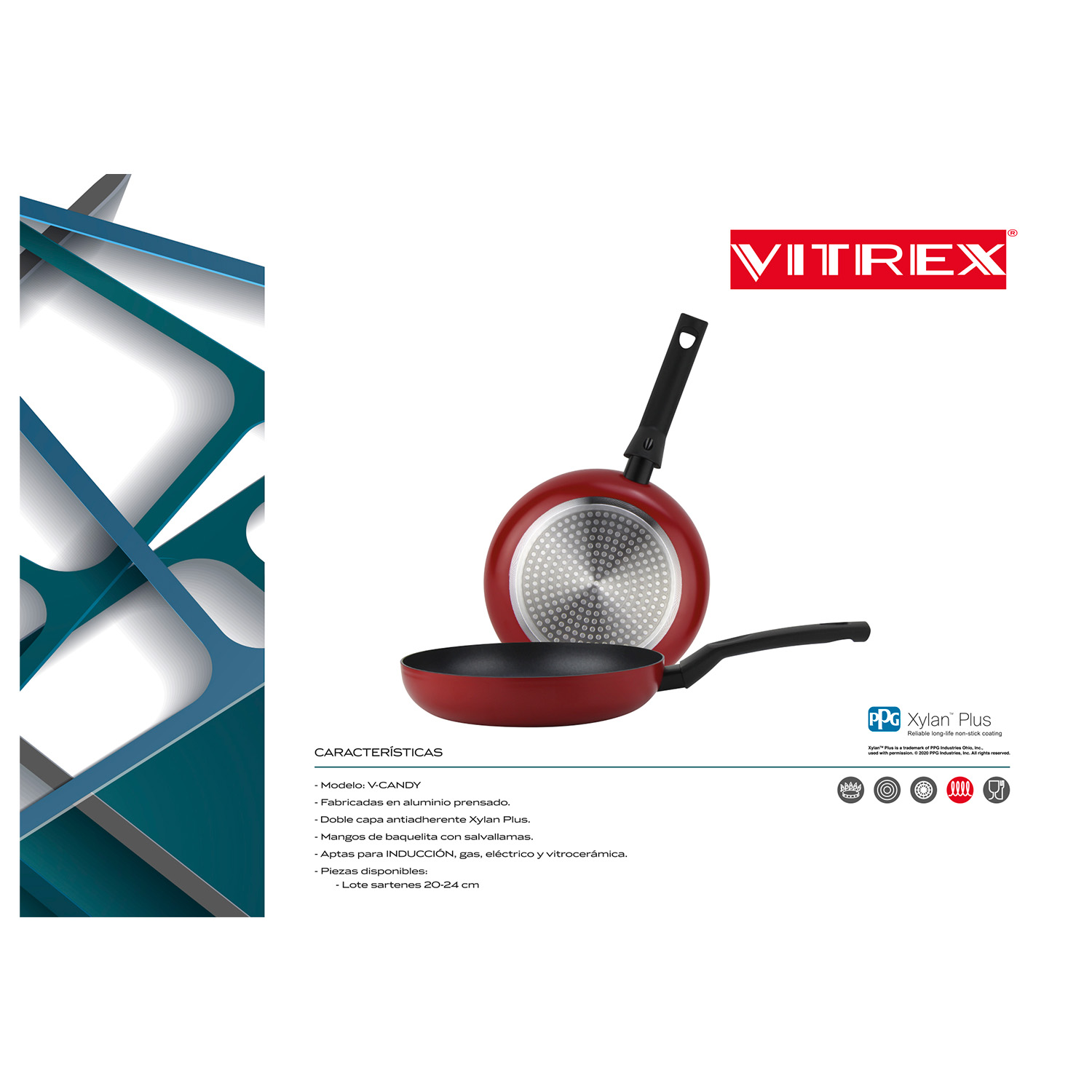 SET SARTENES DE ALUMINIO VITREX CANDY 20-24CM - 7
