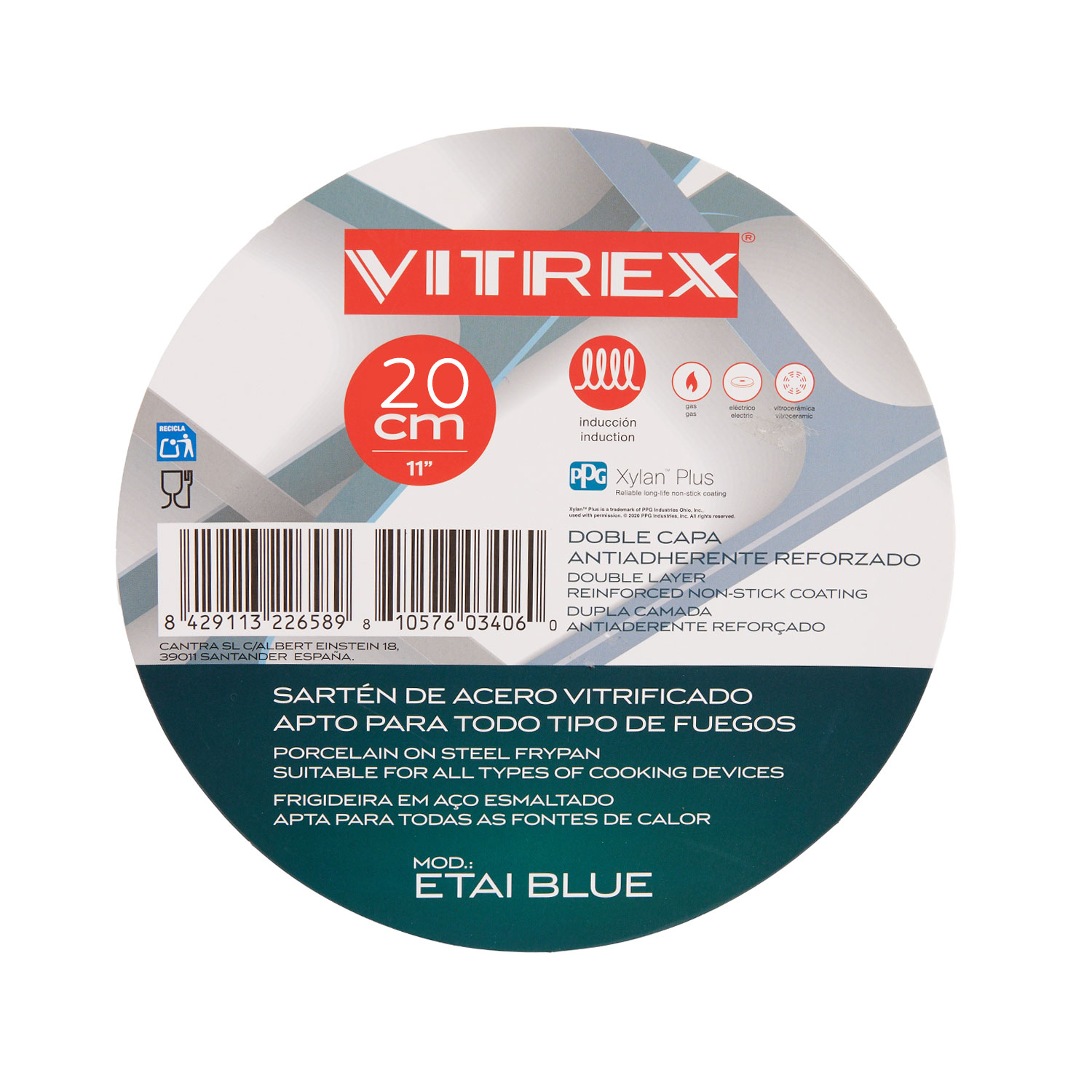 SARTE N DE ACERO ANTIADHERENTE VITREX ETAI BLUE 20CM - 6