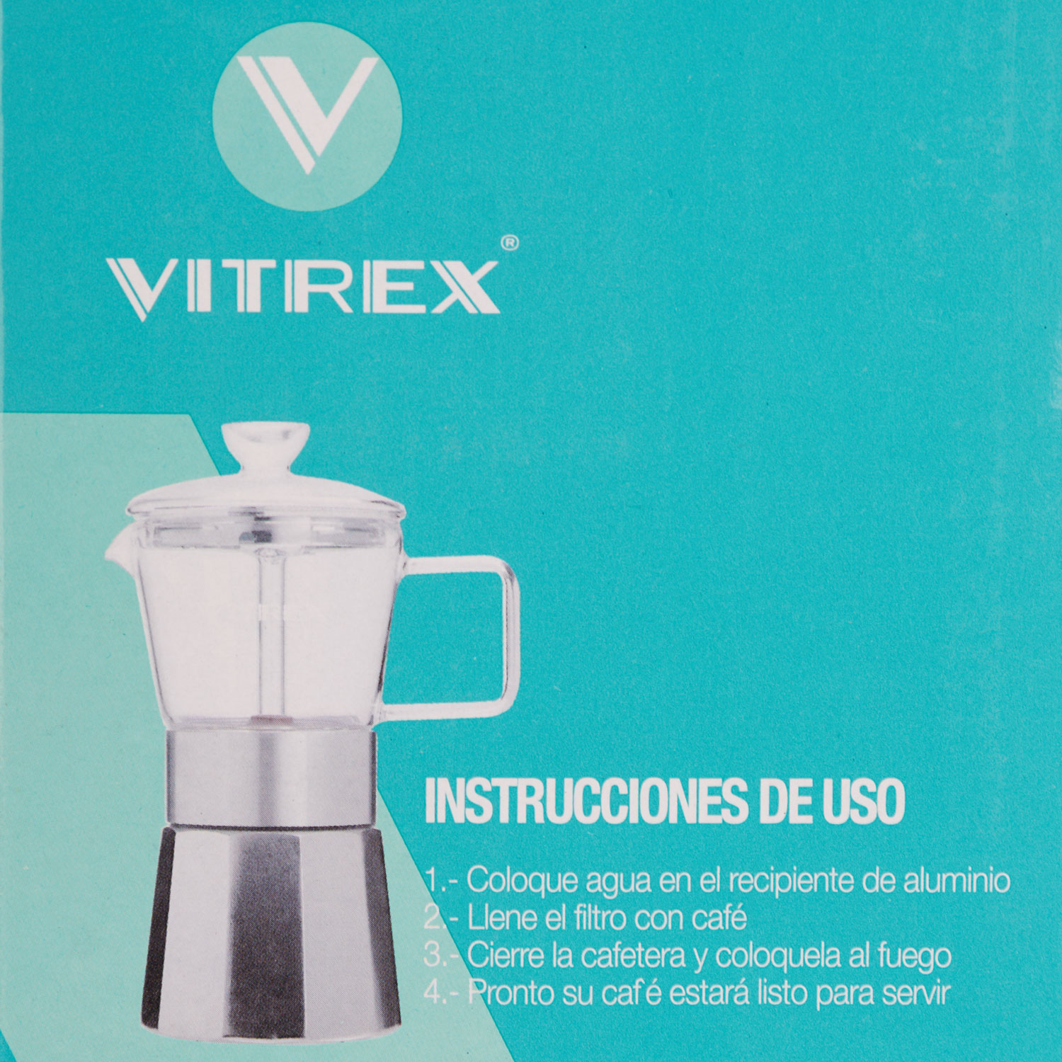 EN COLOR CAFETERA ITALIANA ALUMINIO VITREX CRYSTAL 6 TAZAS - 3