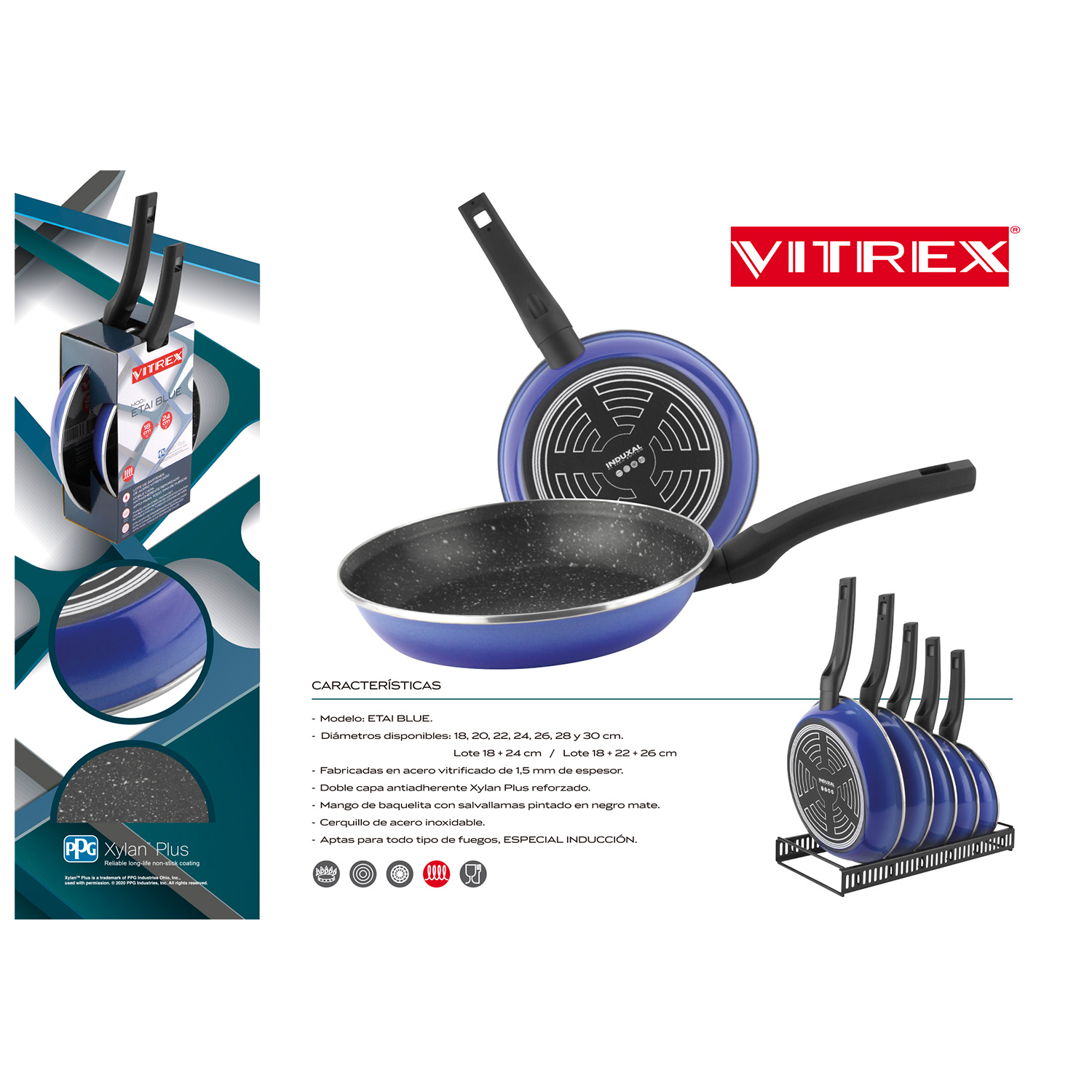 SARTE N DE ACERO ANTIADHERENTE VITREX ETAI BLUE 18CM - 6
