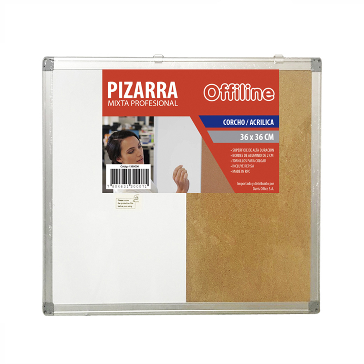 PIZARRA MIXTA CORCHO / BLANCA 36X36CM - 1