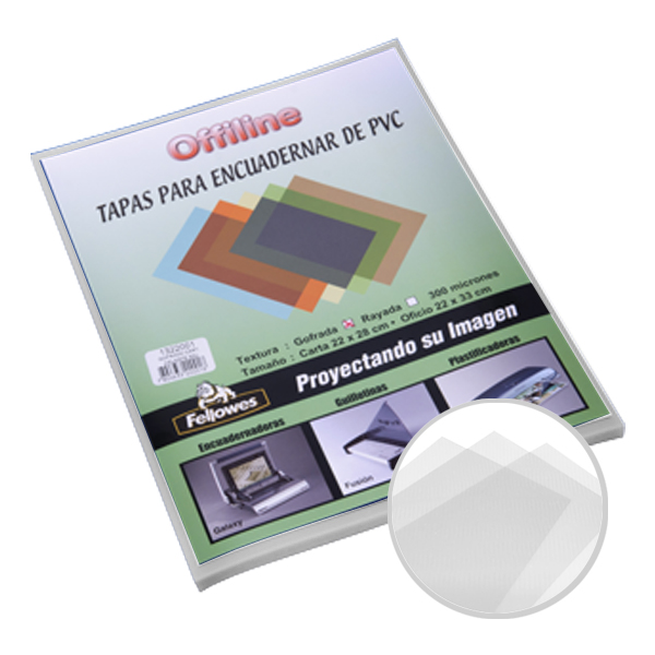 TAPA RAYADA TRANSPARENTE OFICIO 50 UNIDADES - 1