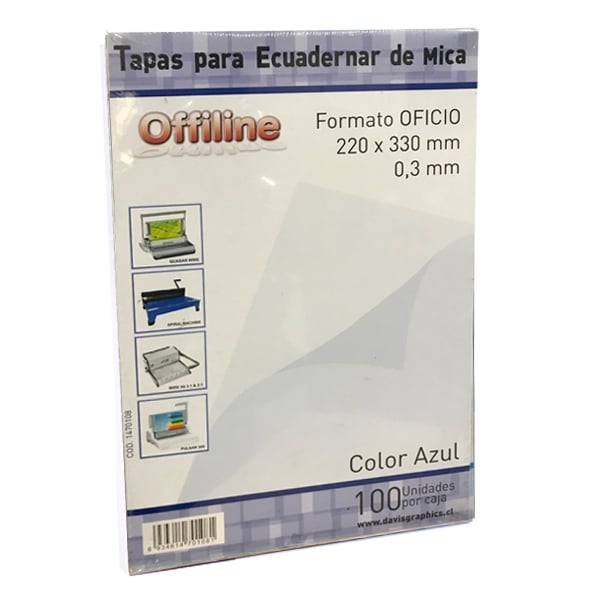 TAPA PARA ENCUADERNAR MICA AZUL OFICIO 100 UNIDADES - 1