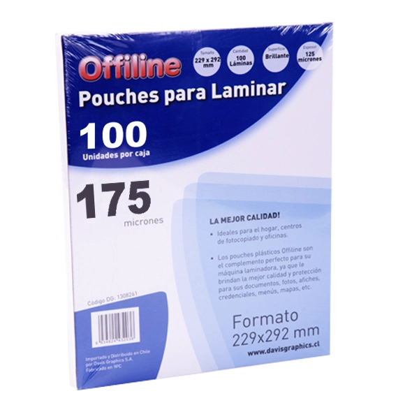 LAMINAS TERMOLAMINAR / POUCHES TAMAÑO CARTA 175 MIC 100U - 1