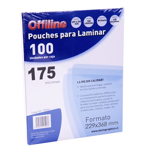 LAMINAS TERMOLAMINAR / POUCHES TAMAÑO OFICIO 175 MIC 100U - 1