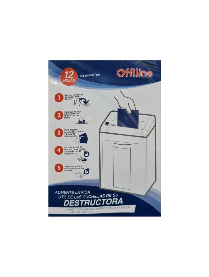 HOJAS LUBRICANTES PARA TRITURADORAS DE PAPEL OFFILINE 12 HOJAS - 1