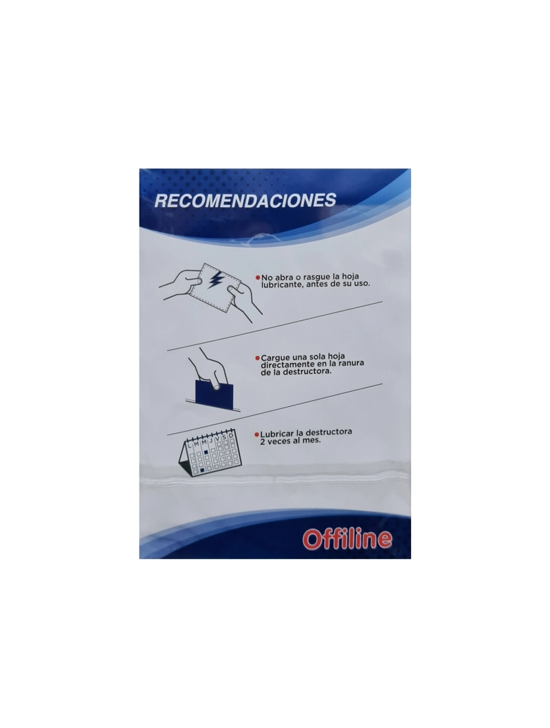HOJAS LUBRICANTES PARA TRITURADORAS DE PAPEL OFFILINE 12 HOJAS - 2