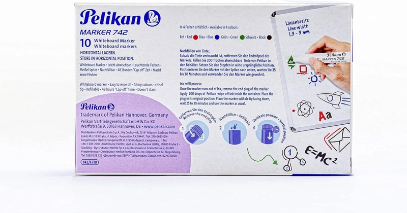 PACK 10 PLUMONES DE PIZARRA AZUL FLASH MARKER 742 PELIKAN - 5