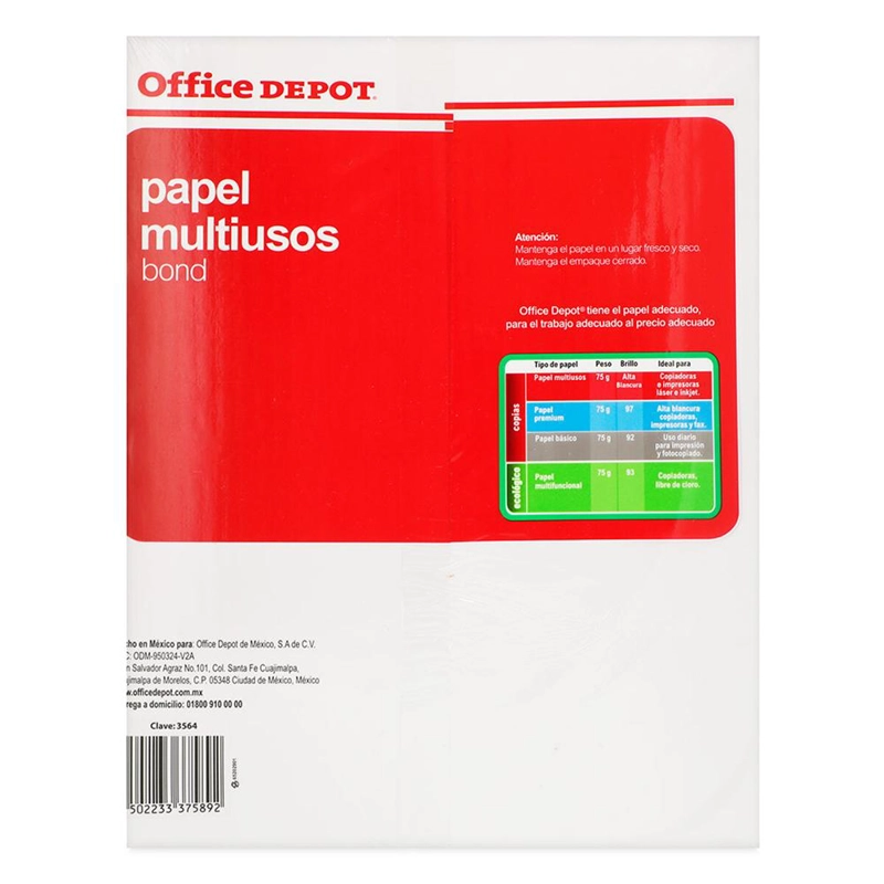 RESMA CARTA 70 G/M2 500 HOJAS COLOR BLANCO OFFICEDEPOT - 2
