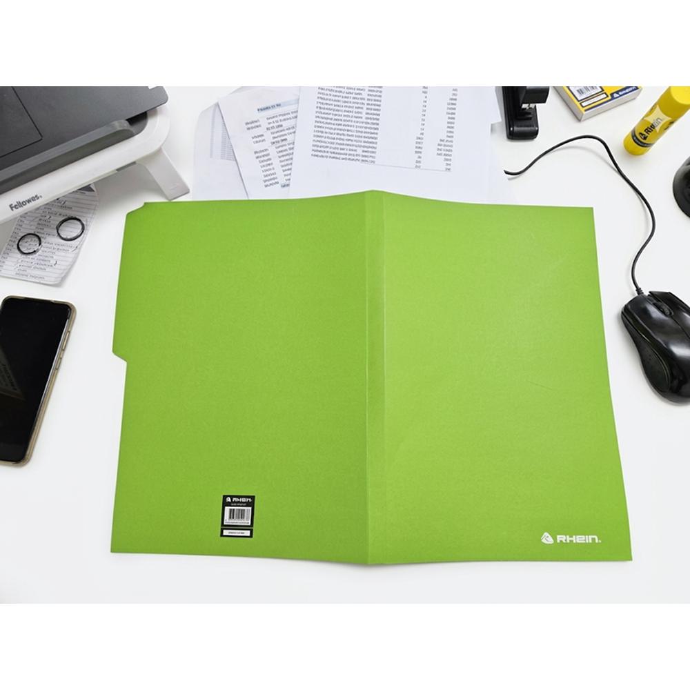 PACK 100 CARPETAS CARTULINA OFICIO VERDE SIN BOLSILLO RHEIN - 4