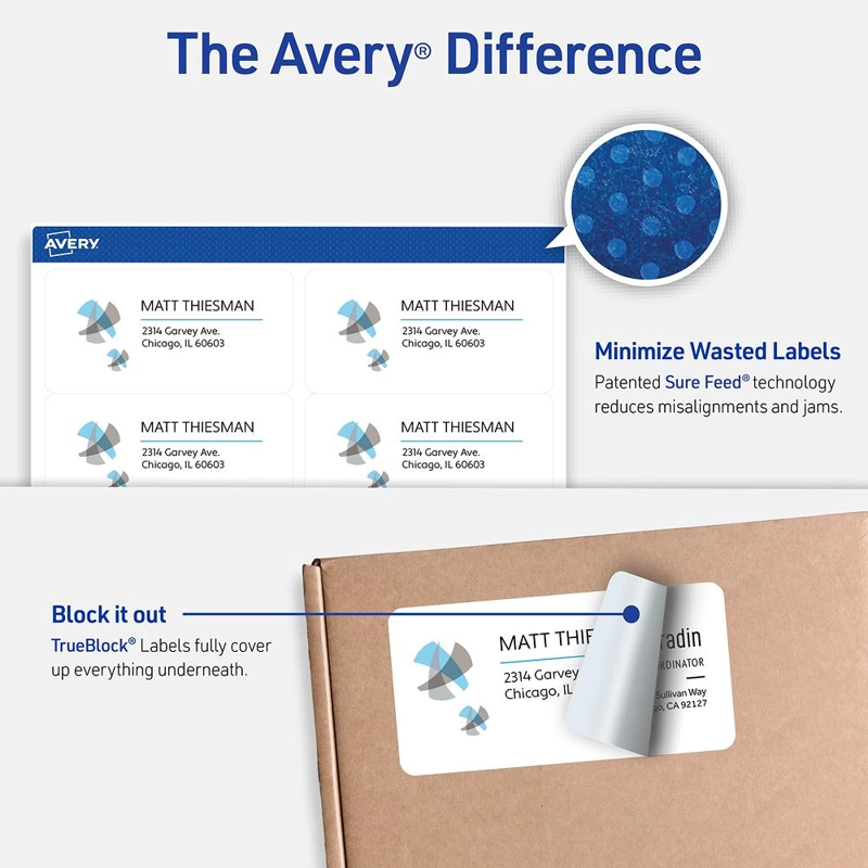 1000 ETIQUETAS ADHESIVAS AVERY LASER 51X102 MM BLANCA 100HJS - 4