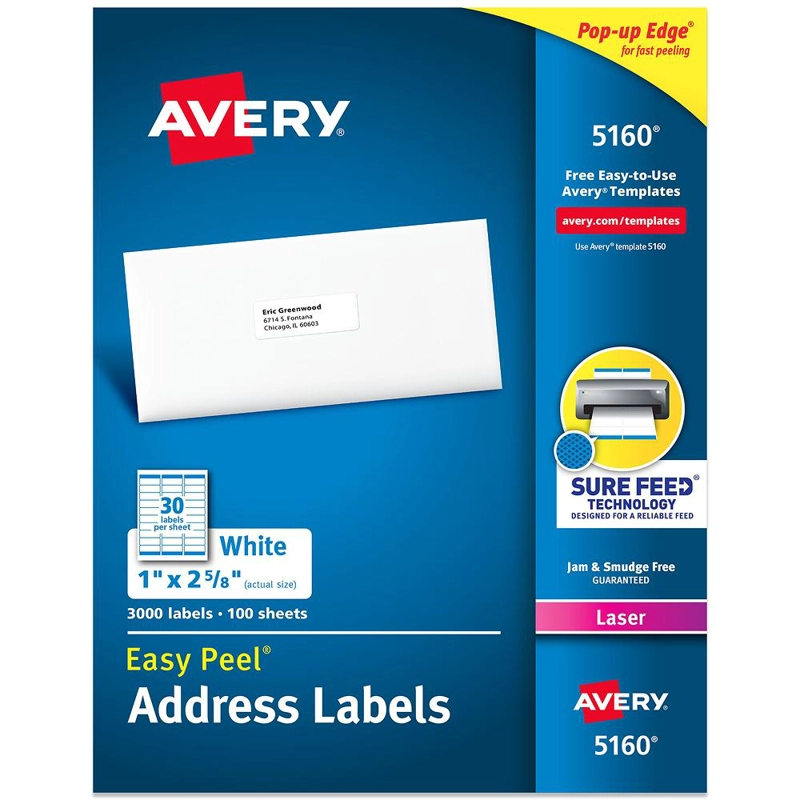 3000 ETIQUETAS ADHESIVAS AVERY LASER 25X67 MM BLANCA 100HJS - 1